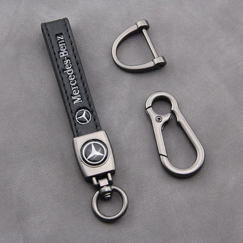 لمرسيدس بنز W221 W222 W204 W205 W211 W212 W213 GLC GLE GLA AMG سيارة جلدية سلسلة مفاتيح معدنية الداخلية اكسسوارات مفتاح قلادة #4