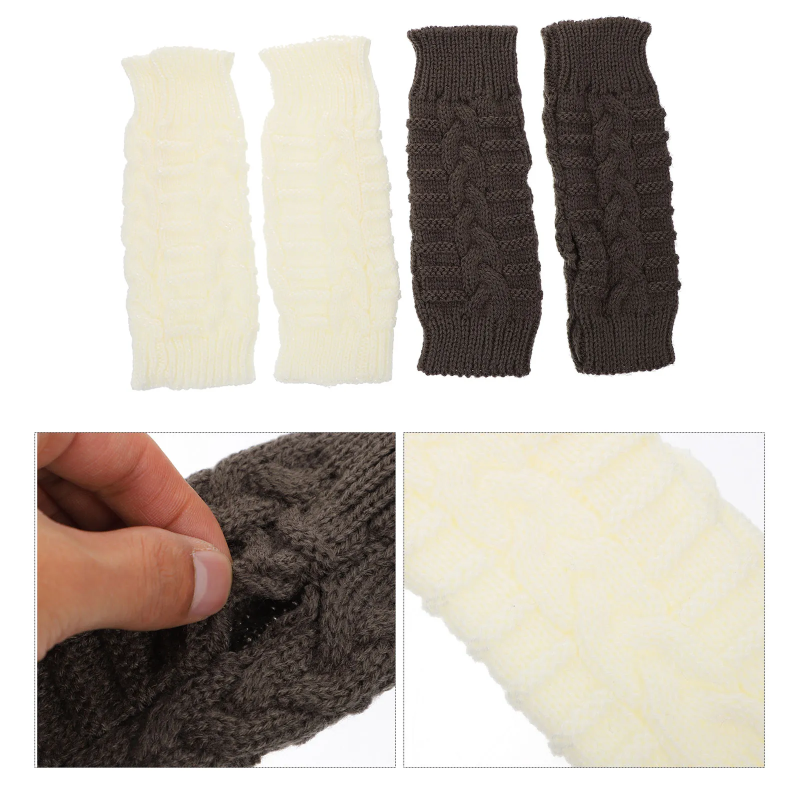 

2 Pairs Warm Women's Gloves Winter Knitted Non-slip Knitting Outdoor Thermal Miss