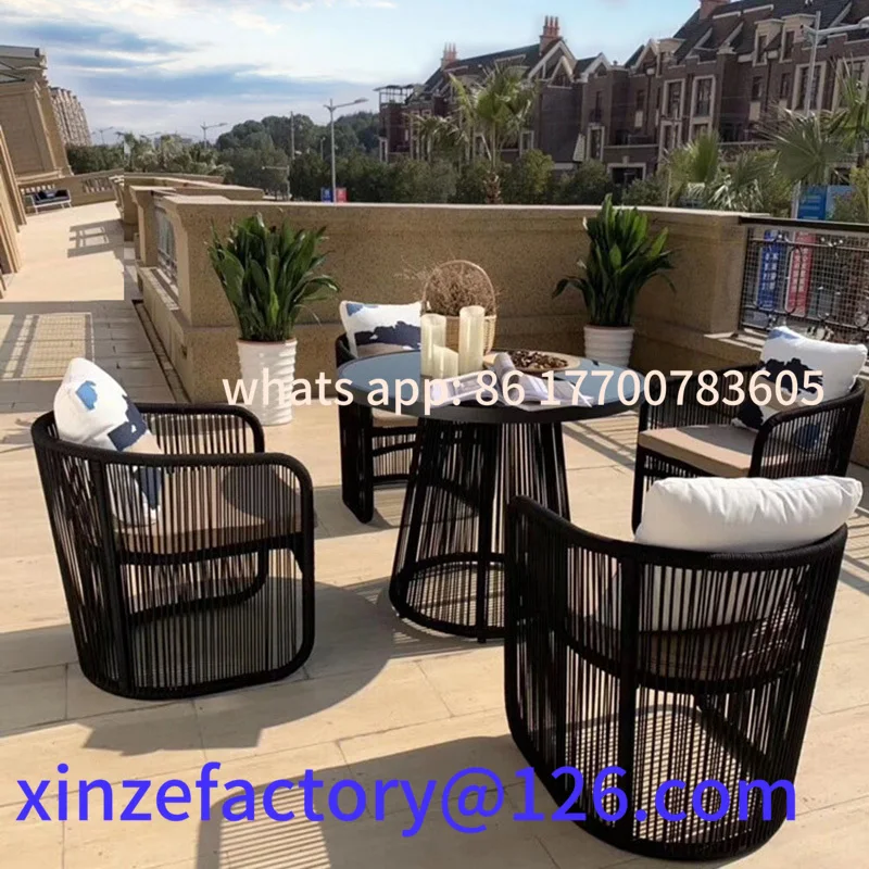

Customizable outdoor table and chair balcony rattan chair combination