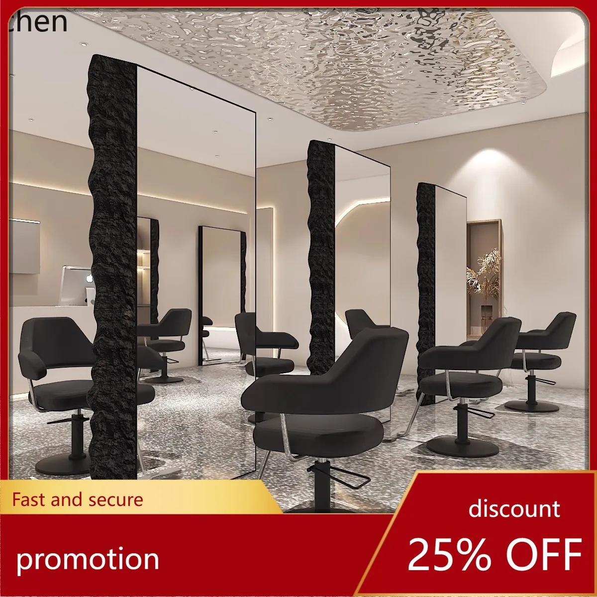 

CZ Salon Exclusive Single-Sided Double-Sided Floor Mirror Stand Barber Shop Exclusive Mirror Hair Salon Mirror