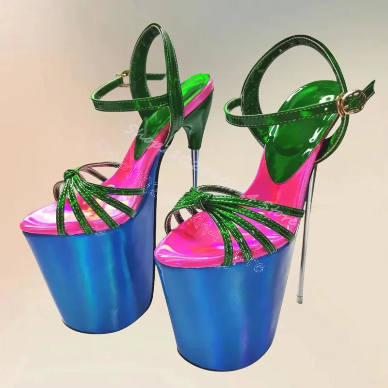 

Colorful Strappy Knot Peep Toe Platform Sandals Buckle Strap Women Shoes Stilettos High Heels New Party 2024 Zapatos Para Mujere