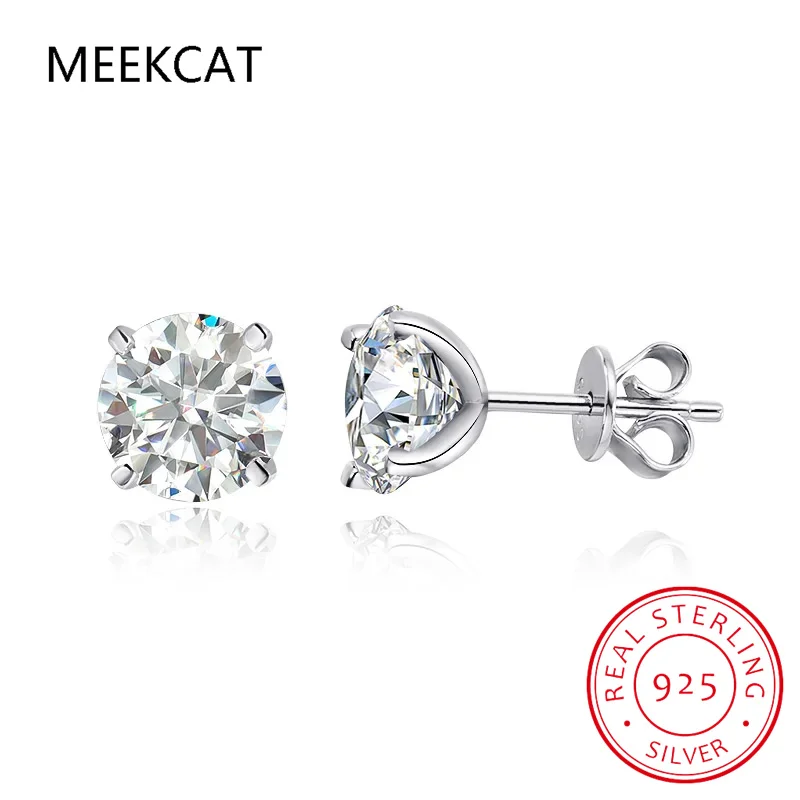 D Color 1CT Moissanite Stud Earrings 925 Sterling Silver Brilliant Round Cut Lab Created Diamond Jewelry For Women MSE0035