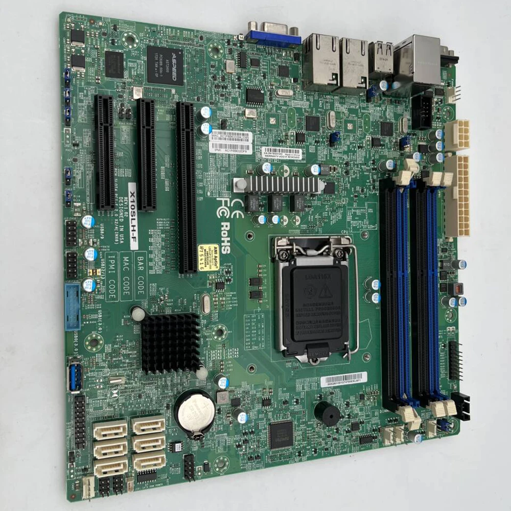 Placa base para servidor Supermicro, E3-1200 v3/v4 de 4. ª generación, Core i3 ECC, puertos LAN Ethernet Dual Gigabit, LGA1150, DDR3, X10SLH-F