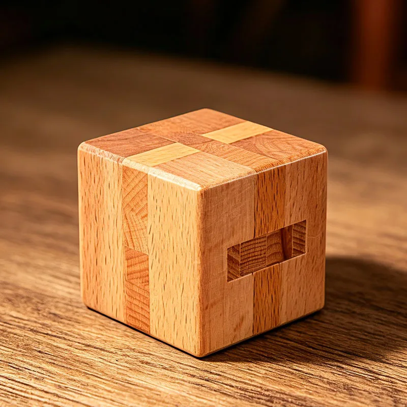 Wooden Luban Lock Cube Puzzles Square 3D Brain Teasers For Kids & Adults Mind IQ Logic Challenge Rompecabezas De Madera
