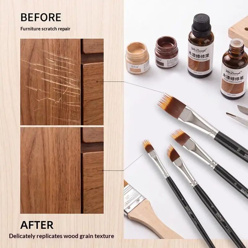 〔CCA13〕4Pcs Flat Nylon Artist Paint Brush Set For Acrylic Oil Watercolor Painting Premium Single Flat Brush