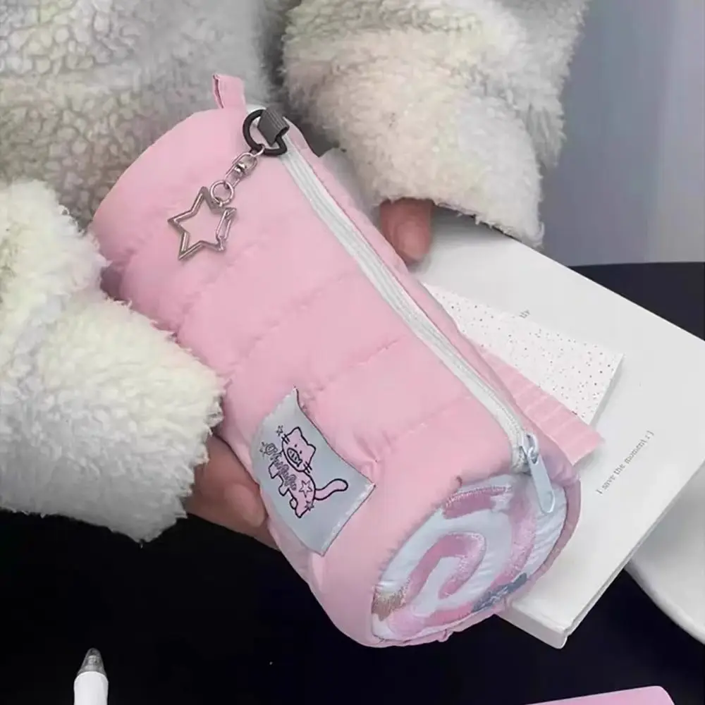 Pink Pen Bag Soft Touch Pencil Case Multifunctional Storage Bag Portable Cosmetic Bag Student Gift Cartoon Stationery Organizer