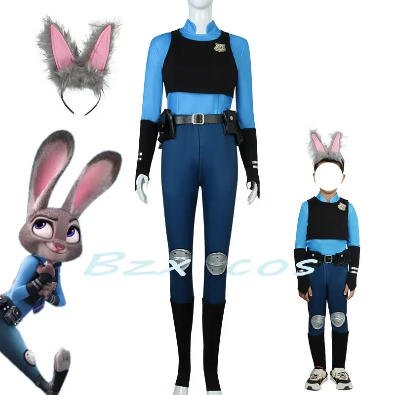 Anime Hopps Cosplay Judy Cospaly Costume Woman Police Uniform Top Vest Pants Bunny Tail Halloween Set