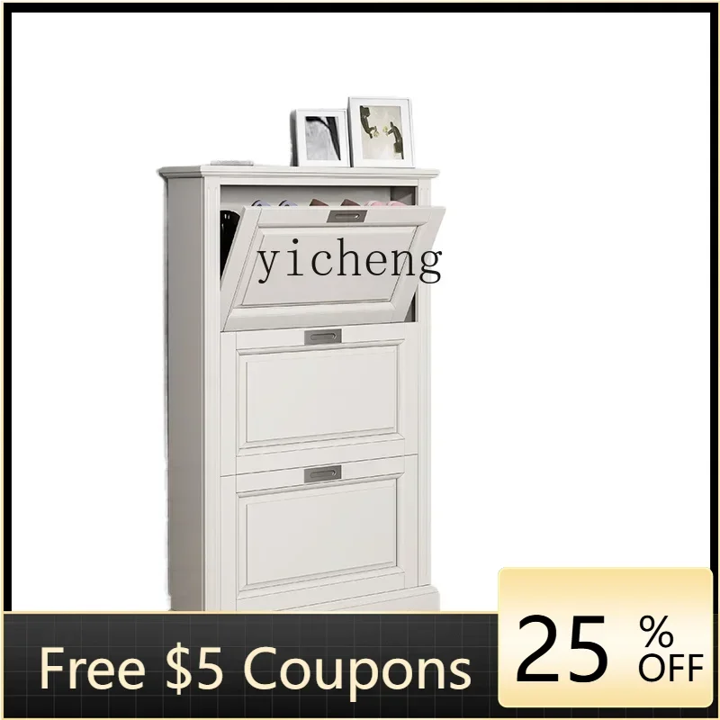 

ZZXL solid wood large-capacity tipping bucket ultra-thin shoe cabinet household entrance foyer