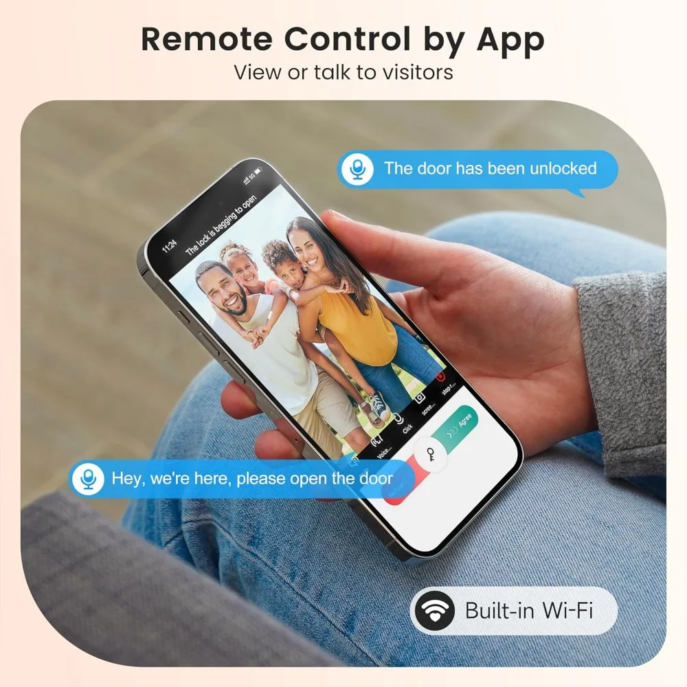 Keyless Entry Door Lock with Camera Electronic Smart Lock Fingerprint Keypad Deadbolt with Code, App Remote Control, Auto Unlock
