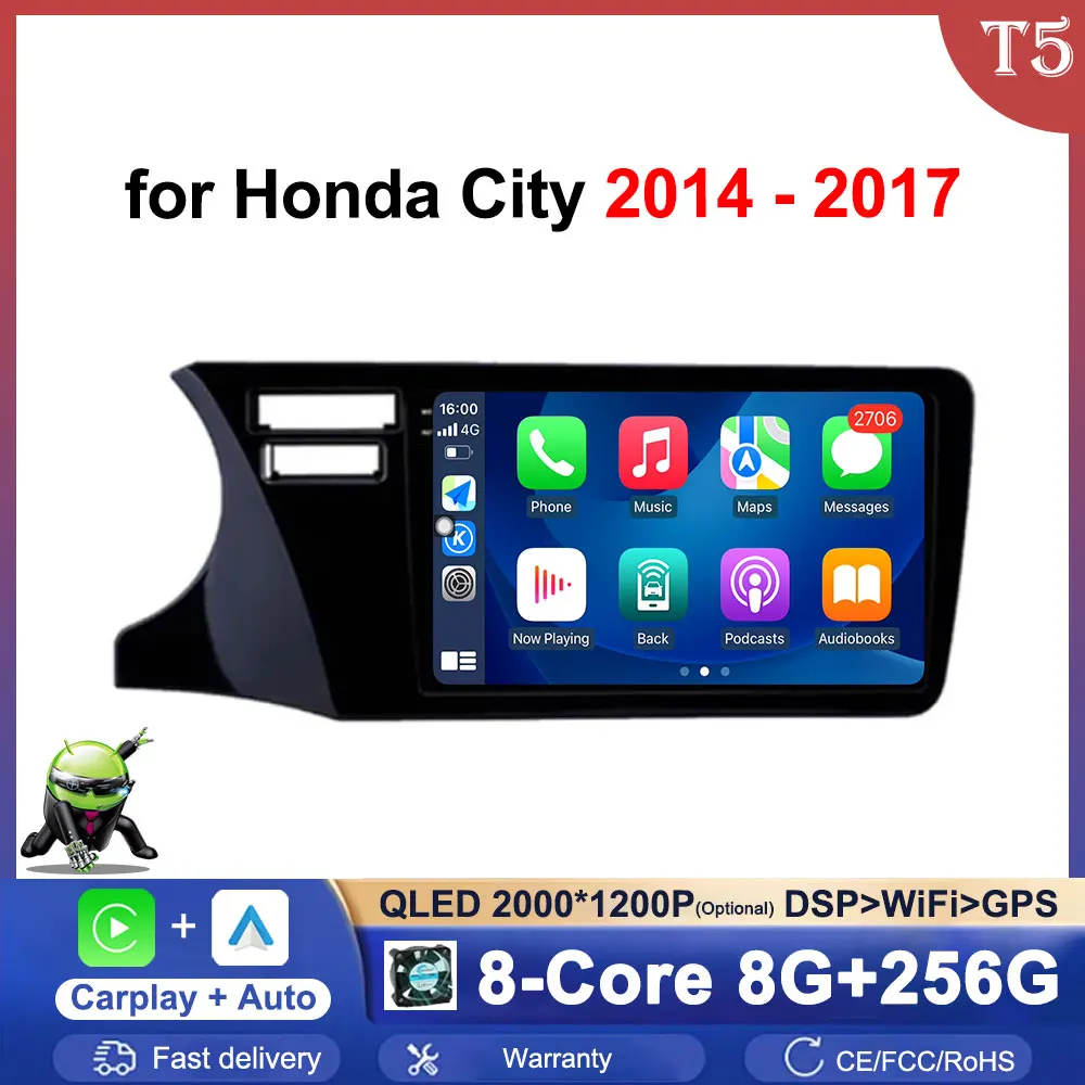 9 pollici LHD per Honda City 2014 - 2017 Autoradio Lettore video Sistema operativo Android Navigazione GPS Stereo DSP Strumenti automatici Wireless