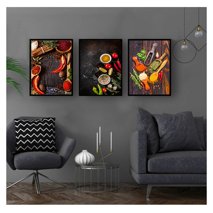 Canvas Painting Posters and Prints Cuadros Wall Art Pictures for Restaurant Dining Room Decor Kitchen Theme Mix Herb Spices
