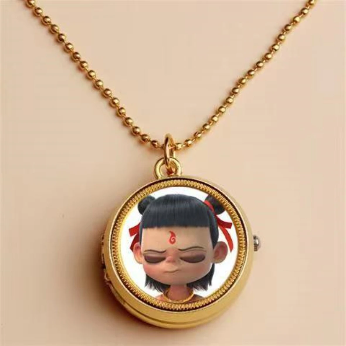 Rotating Ne Zha's Demon Child Descendants Pocket Watch Children's Cartoon Anime Three Prince Necklace Hanging Watch