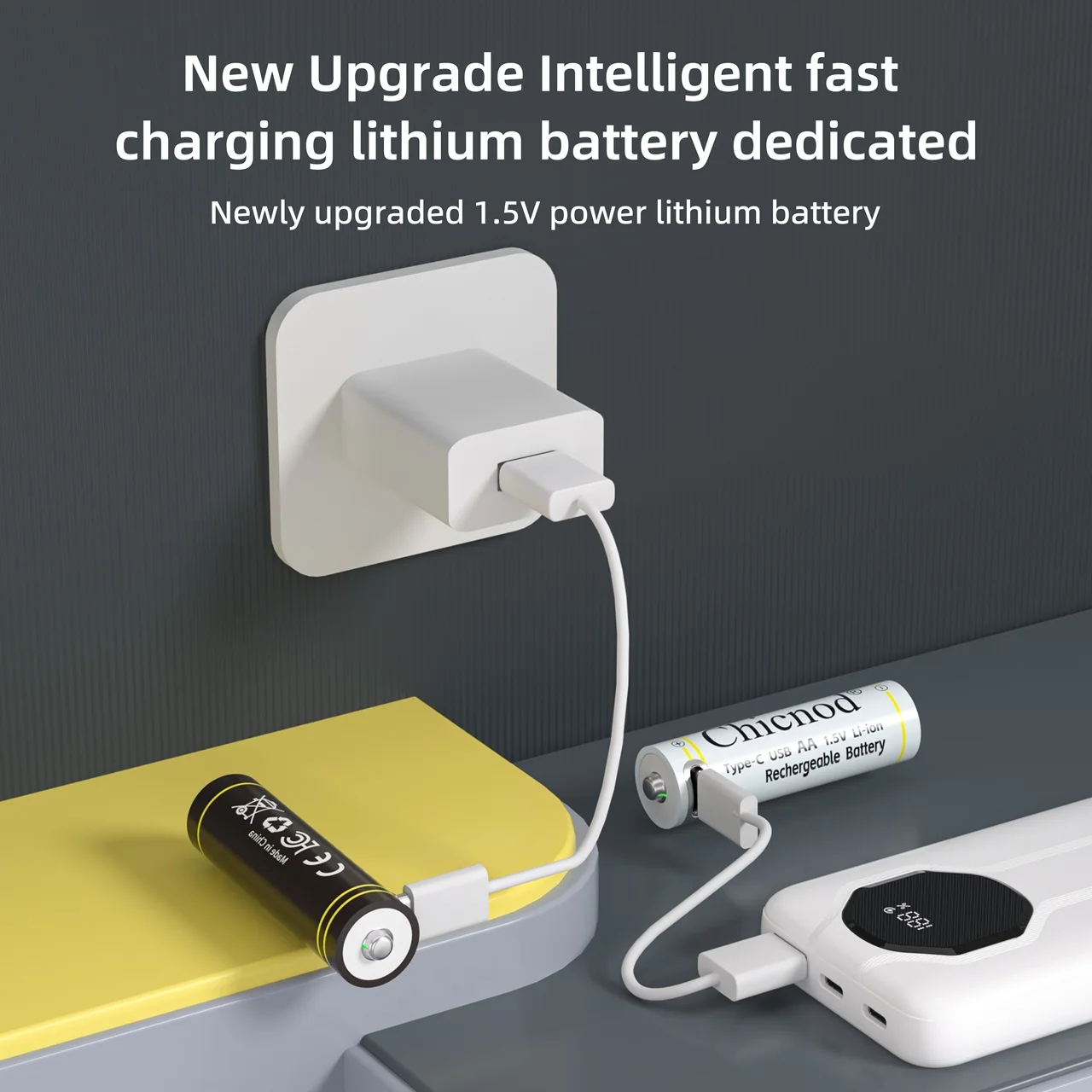 CHICNOD AA Rechargeable Battery 1.5V 3800mWh Li-ion Battery USB Type-C Fast Charging Lithium Batteries for Mouse Game Controller