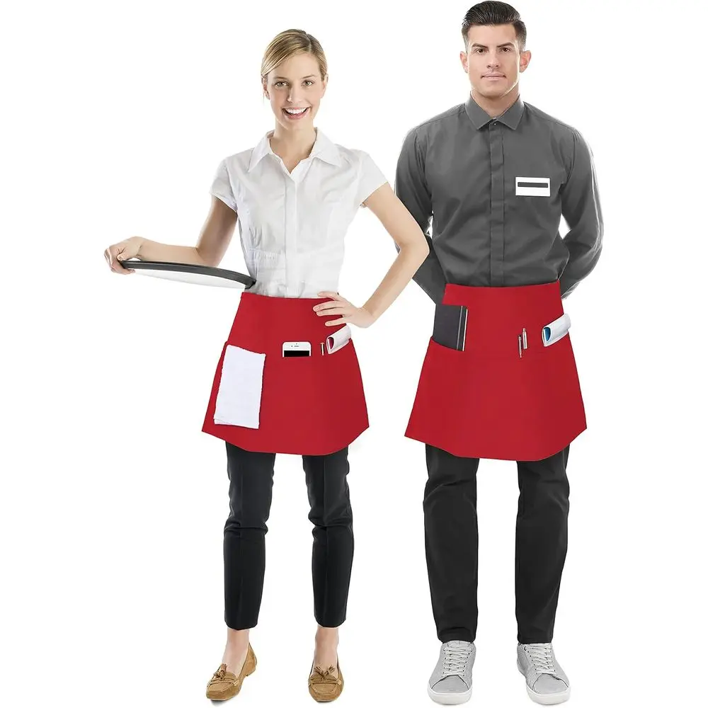 12-Pack Server Apron with 3 Pockets, 12 Waist Apron for Waitstaff, Utopia Wear