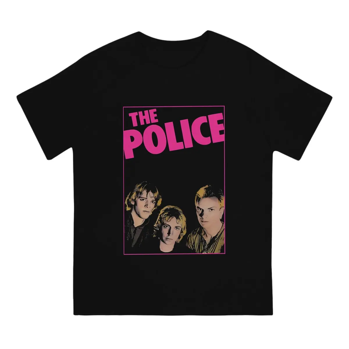 Funny Pink The  Vintage T-Shirt for Men Round Neck T Shirt The Police Band Short Sleeve Tee Shirt Unique Clothing