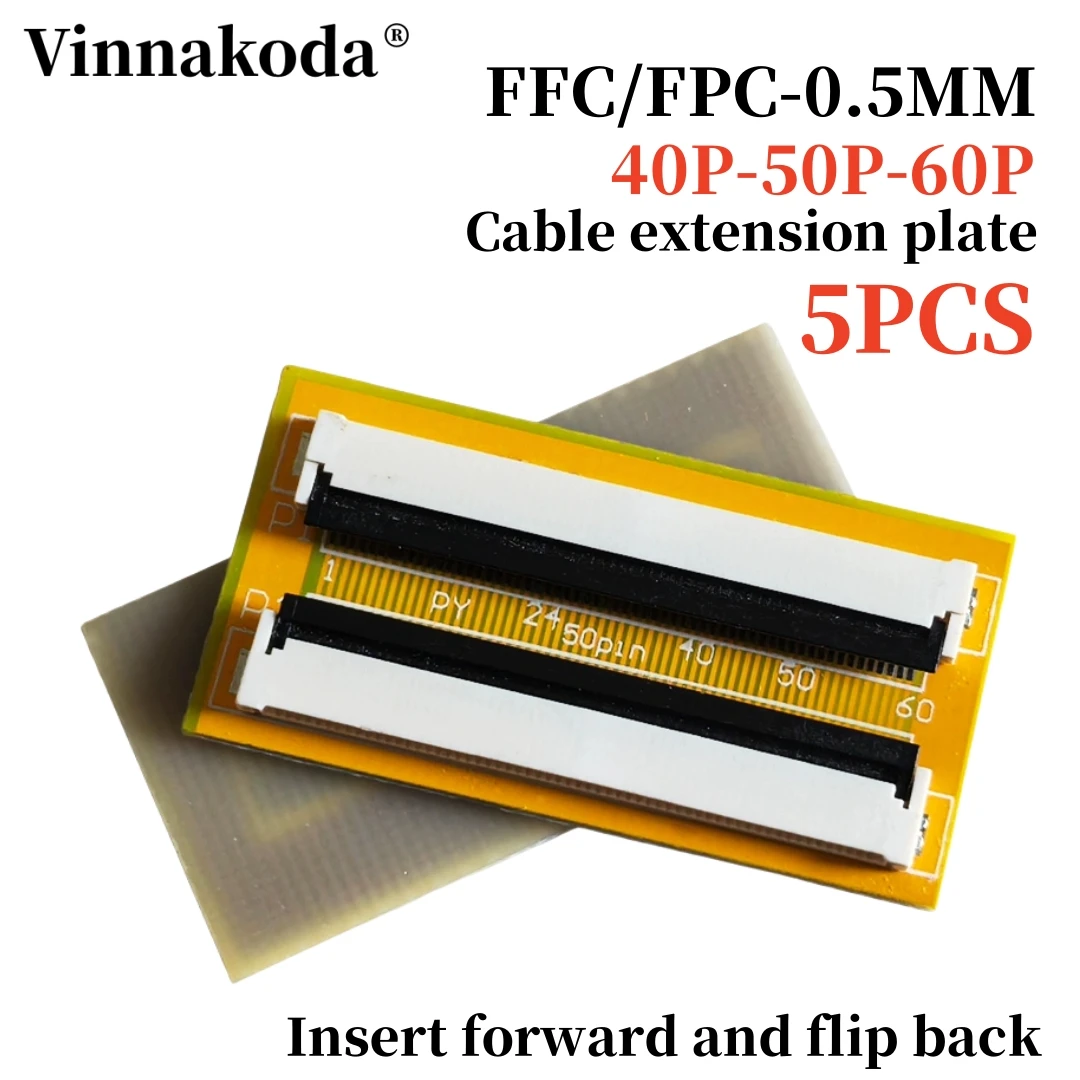 5PCS FFC/FPC flexible flat cable extension board 0.5 turn 0.5MM Weld the front-flip and rear-insert upper and lower contact 60P