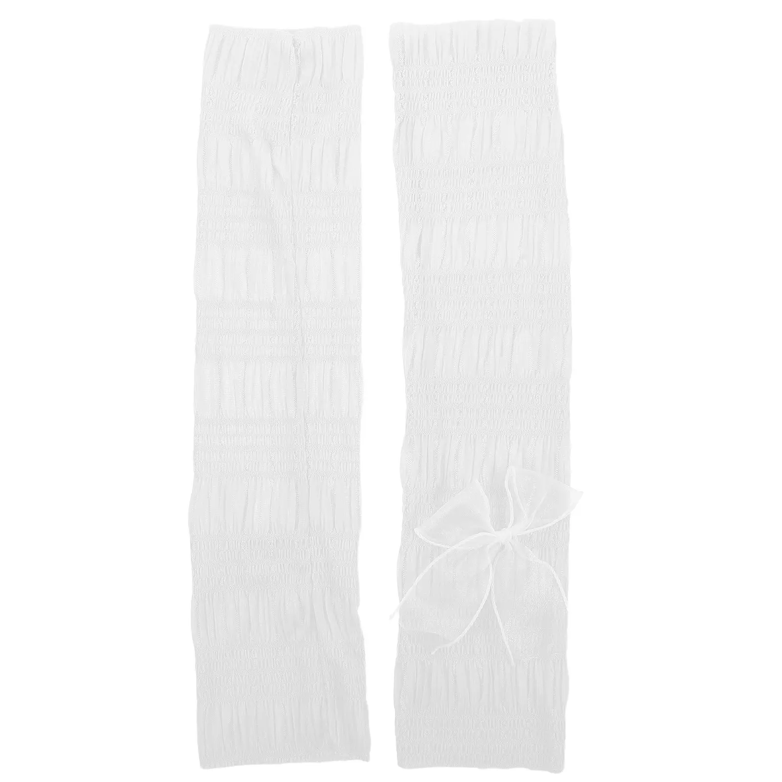 

1 Pair Ballet Style Cooling Lace Arm Sleeves Bowknot Sun Protection Sheer Fingerless Gloves Summer Forearm Covers