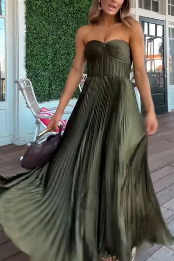 المرأة حمالة الربيع الصيف جديد بلون مطوي أكمام فستان ستان عطلة عادية زيبر فستان مثير