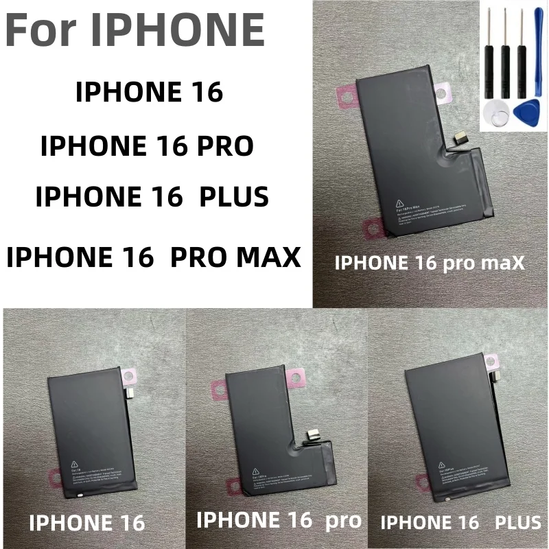 Batería de reemplazo para iPhone 16, 16 Pro, 16 Pro Max, 16 Plus, 100% salud, con herramientas 2