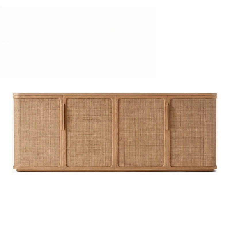 

Living Room Home Buffet Sideboard Rectangular Wood, Media Console Rattan Side Cabinet