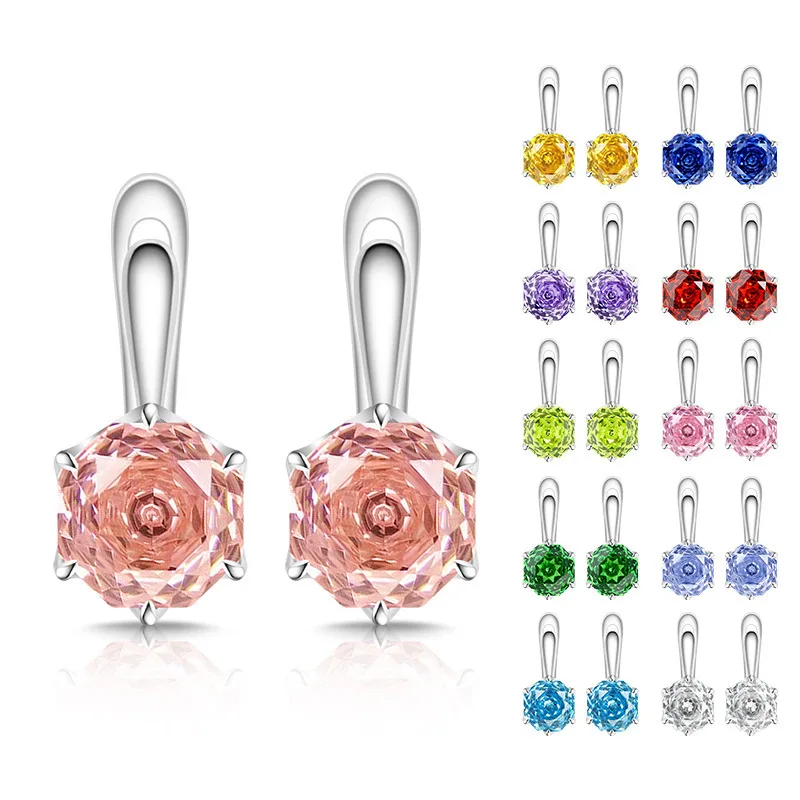 925 Sterling Silber Stilvolle Einfache Rosenschliff Hochkarätige Diamant-Damenohrringe Ohrclips Geburtstagsgeschenk – Detail 1