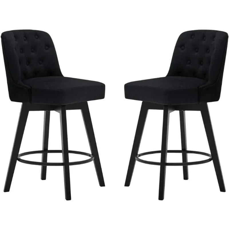 Counter Stool,Upholstered Bar Stool 26 Inches Stools 360 Degrees Free Swivel Counter Height Stools with Back-Set of 2