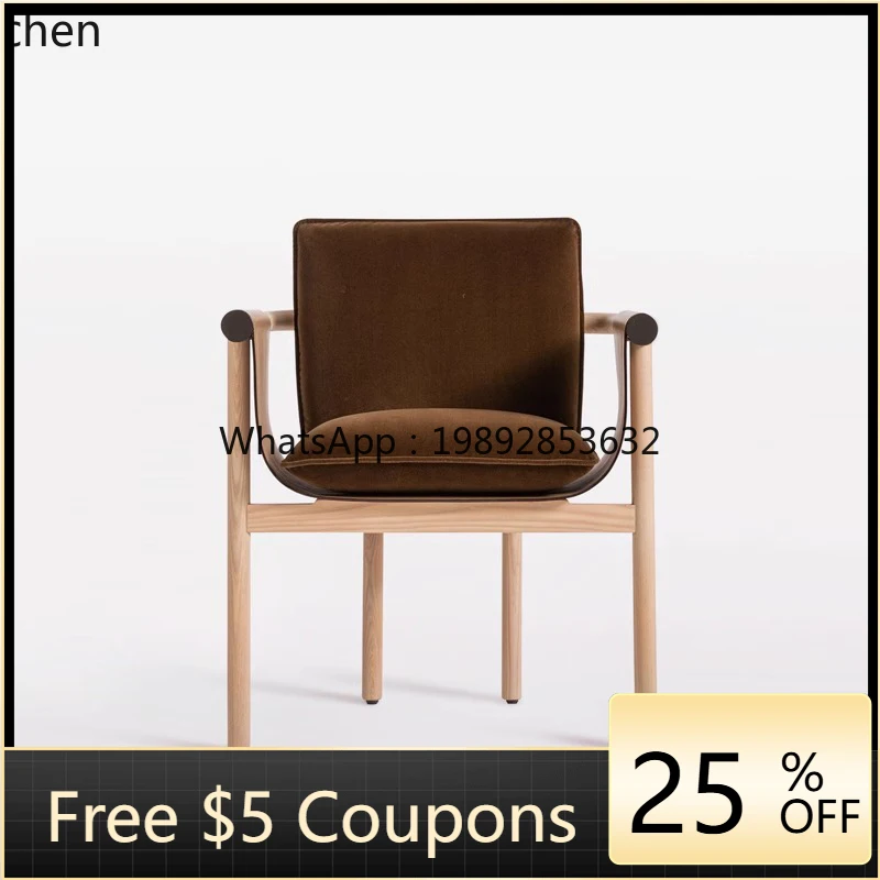 U3  light luxury simple solid wood armrest backrest leisure reception negotiation balcony chair