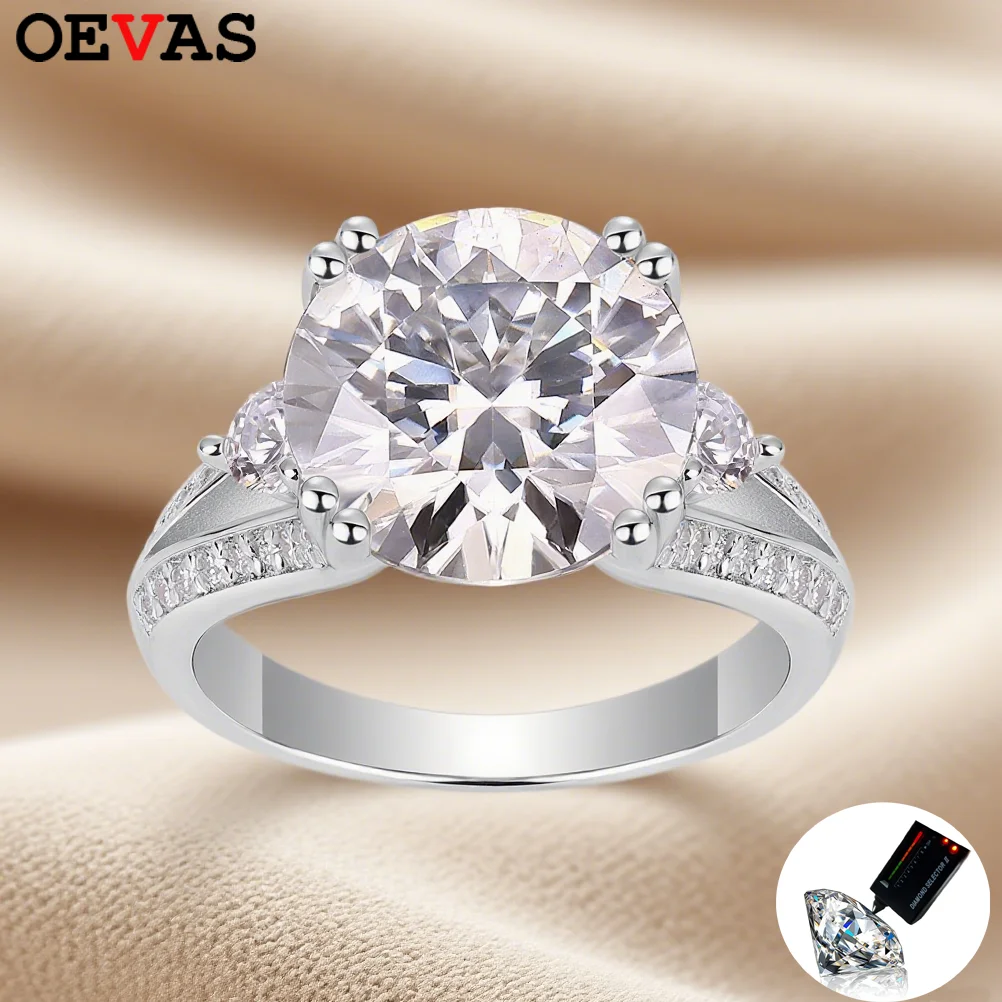 

OEVAS 5ct 11mm Round Moissanite Rings 100% 925 Sterling Silver Wedding Rings For Women Party Fine Jewelry wholesale