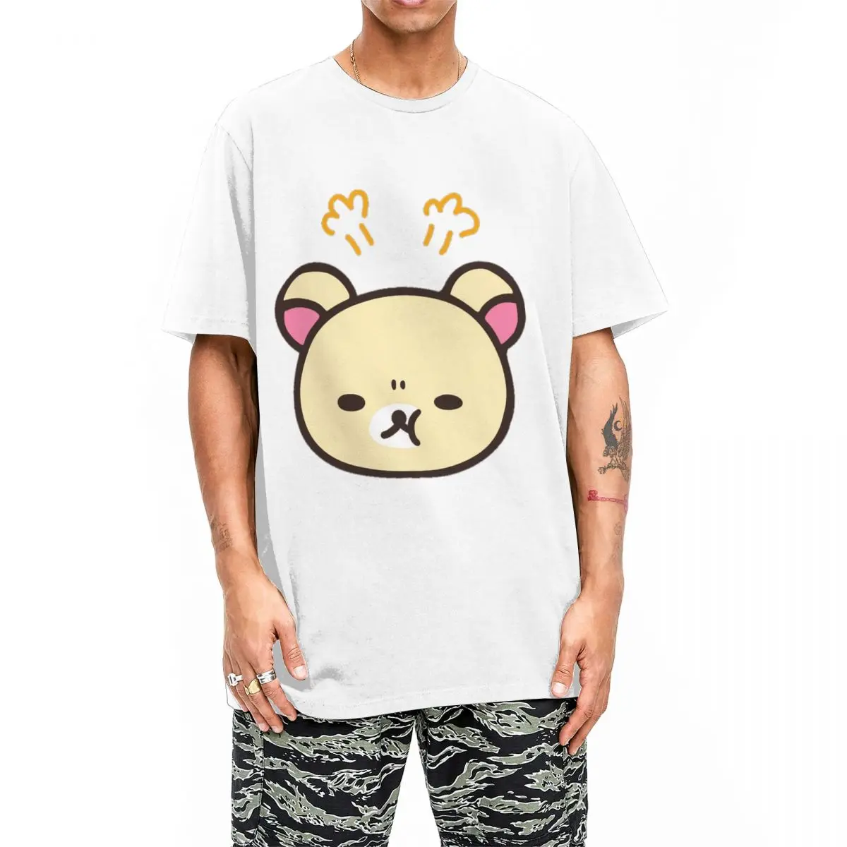 Rilakkuma Angry T-Shirts Men Women Funny Pure Cotton Tees O Neck Short Sleeve T Shirts Original Clothes