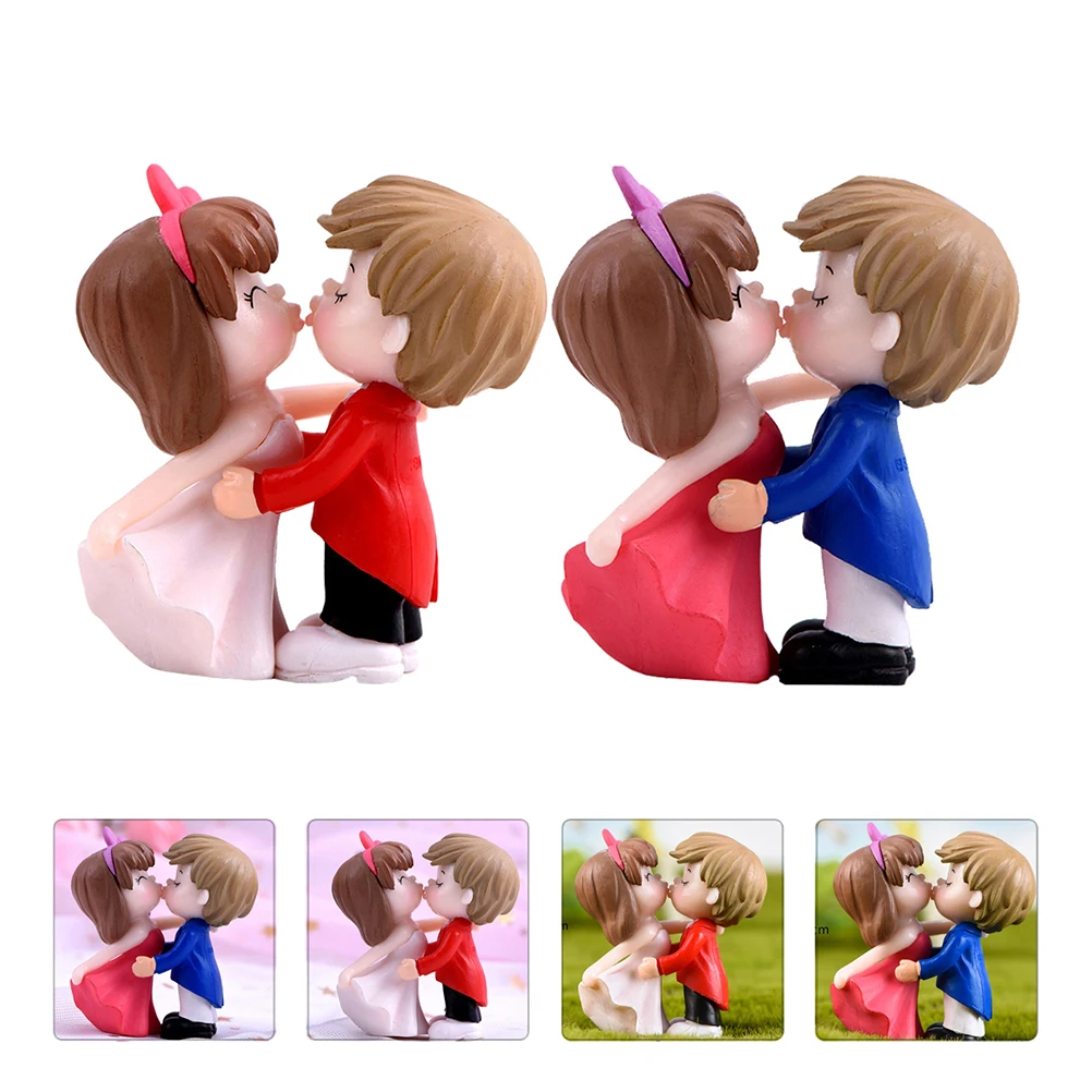 

2 Pcs Kissing Ornaments Cute Wedding Cake Toppers Bride Groom Decor Dashboard Car Interior Plastic Smooth
