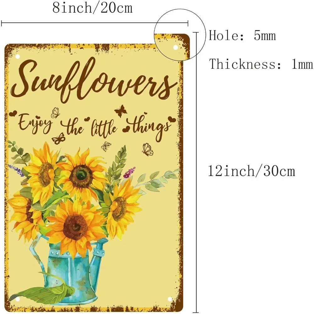 Sunflowers Enjoy The Little Things Tin Sign Vintage Retro Metal Wall Decor Decoration Art for Home Garden Kitchen Bar making kit