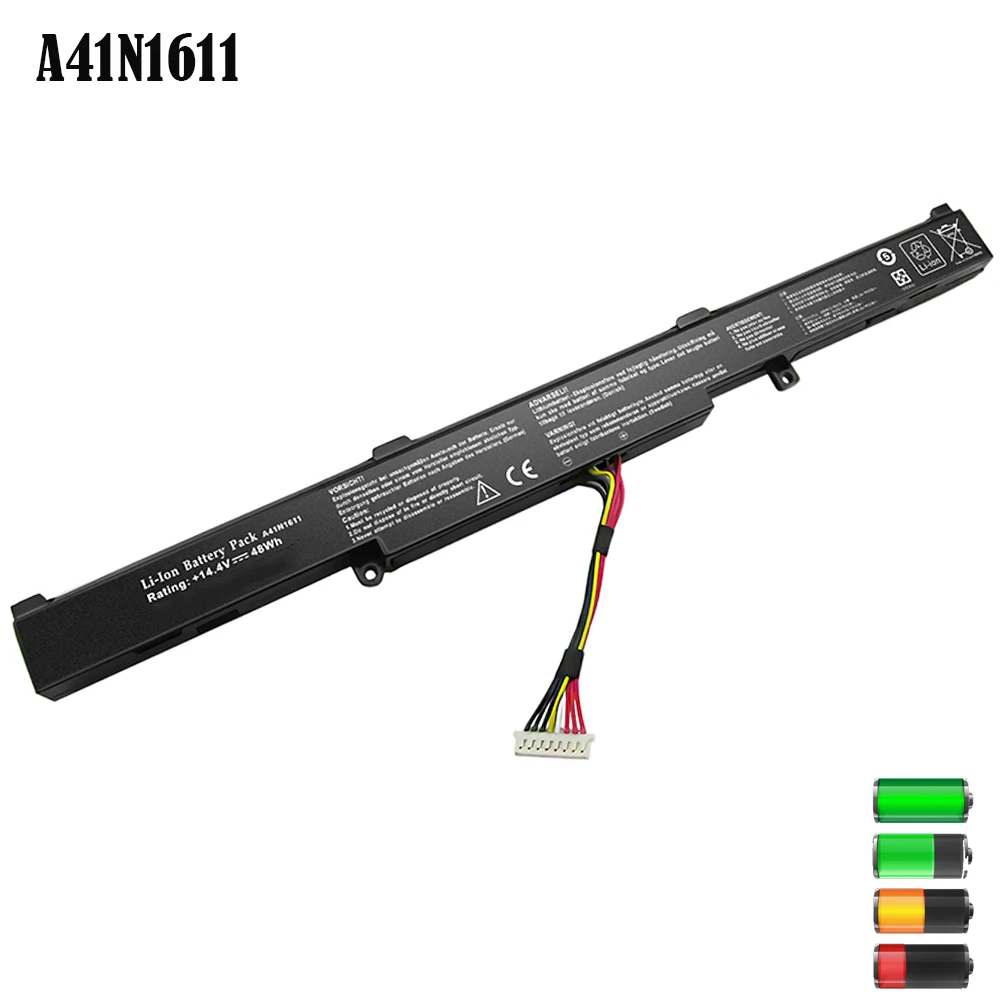 Batteria per Laptop compatibile A41N1611 (14.4V 48Wh) con ROG GL553 GL553VW GL553VD GL553VE GL753V FX53VD FZ53V Series muslimb