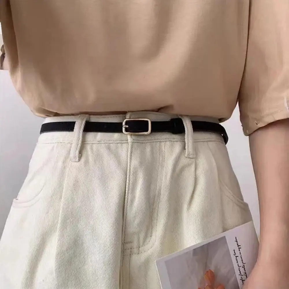 Trend Luxury Design PU Leather Belt Casual Retro Pin Buckle Waistband Versatile Thin Belts