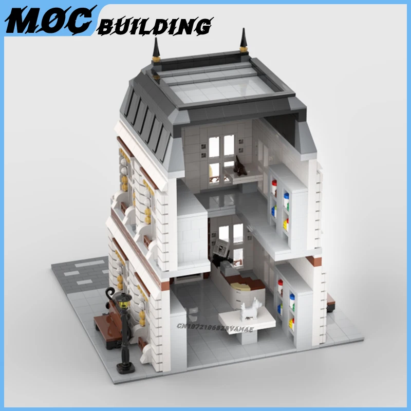 MOC ビルディングブロック市ストリートビュー建築獣医ポイントモデル動物医療停止クリエイティブアセンブリレンガのおもちゃクリスマスギフト