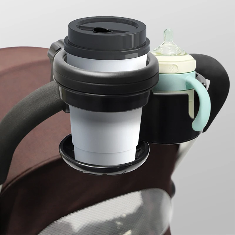 Universal Double Coffee Milk Bottle Holder para Stroller, 2 em 1, Pram, bicicleta, motocicleta, bicicleta, ABS, acessórios