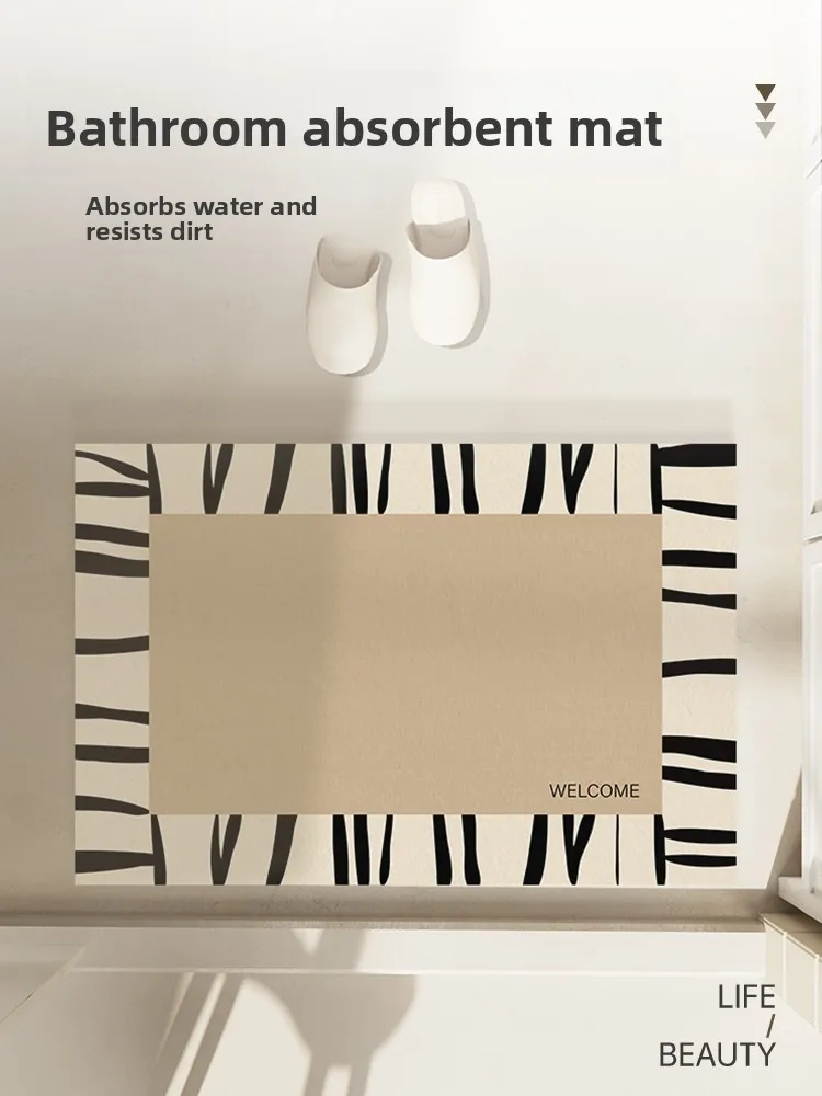 

Water Absorbent Batoom Door Mat Anti Slip Toilet Floor Rug Home Use Carpet Simple Sle Square Leather Mat for Batoom