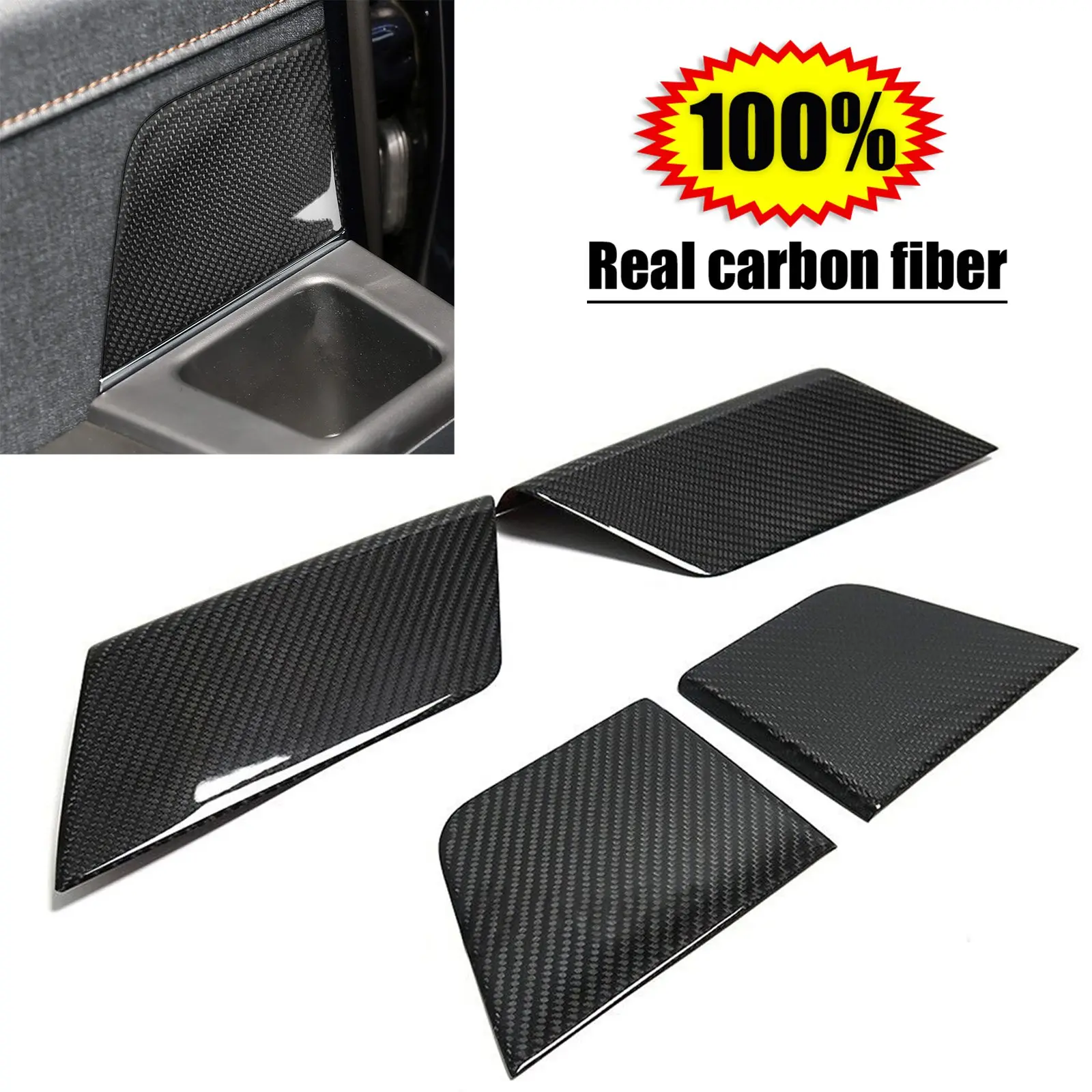 Carbon Interior Door Handle Cover Trim For Ford F150 F-150 Raptor Platinum 2021-2024