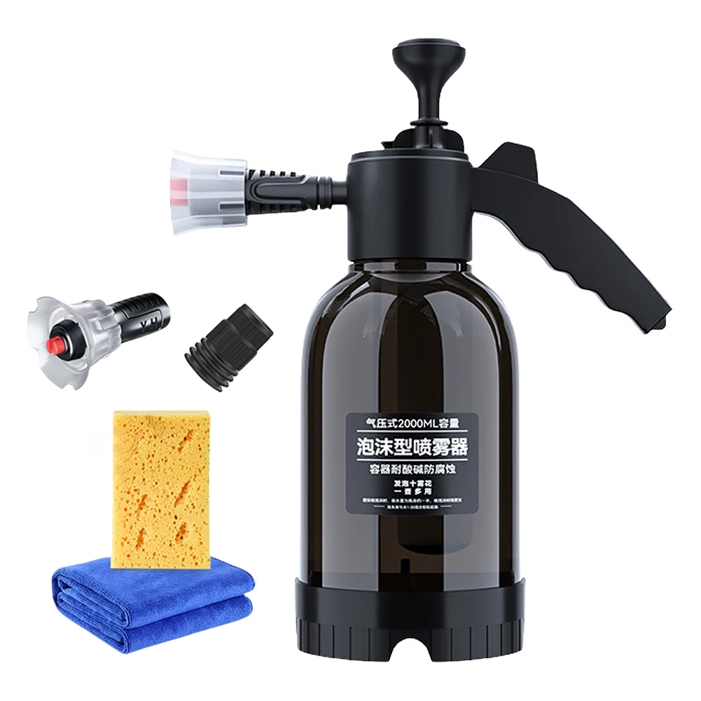 2L Car Foam Sprayer with 2 Types of Nozzle High/Air Pressure Washer High Pressure Car Wash Spray Bottle for Car Home Cleaning