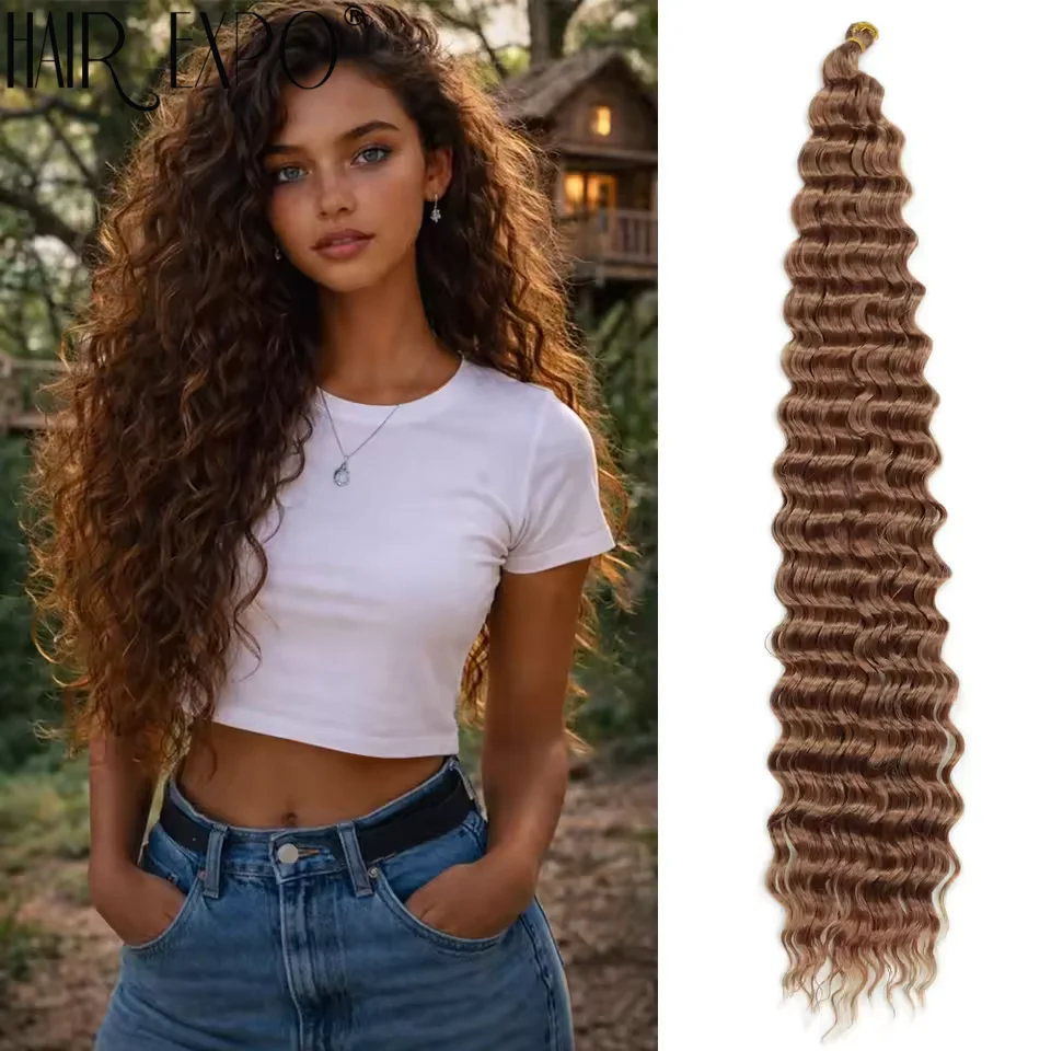 

Long Deep Wave Braiding Hair 30 Inch Ocean Wave Crochet Hair Synthetic Deep Curly Crochet Hair Extensions Ombre Boho Curly Hair