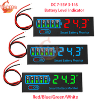 3S-14S DC7-55V Battery Level Indicator 12V 24V 36V 48V 18650 Lipo Lithium Battery Capacity Board Voltage Battery Charging Tester