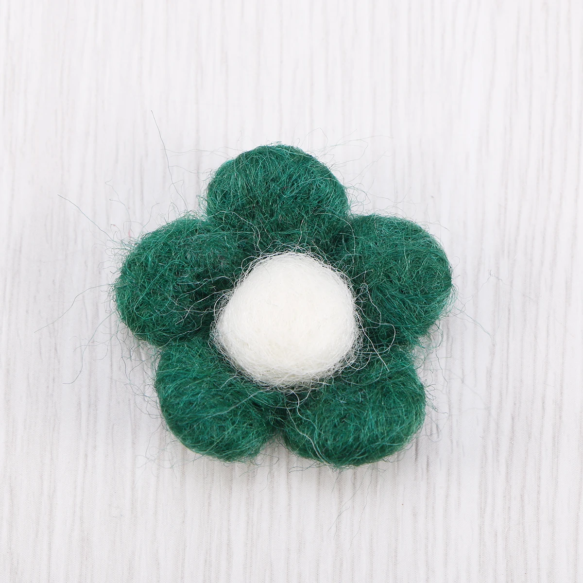 

Wool Felt Flower Material Crafts Accessory DIY Decorations Hairpins Balls Green Five-petal