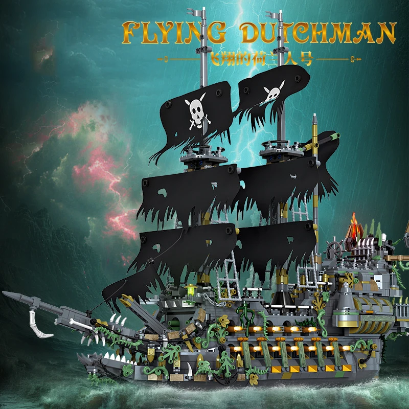 

2434PCS Flying Dutchman Pirate Ship Building Blocks Kit Ghost Ship Model with Tattered Sails & Cannons Model Bricks Toy Kid Gift