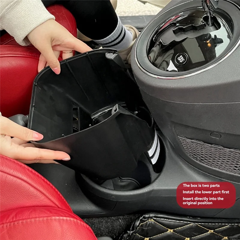 

A11M-For Fiat 500 2007-2015 ABS Black Car Central Control Water Cup Holder Water Cup Storage Compartment