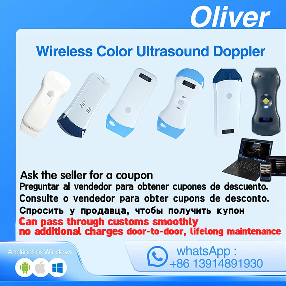 Wireless Ultrasound Probe Scanner Portable Machine WIFI Ultrasound Scanner Machine Support iOS Android Windows Free Suitcase
