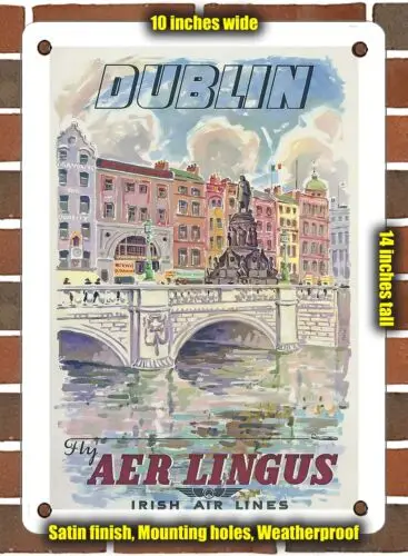 METAL SIGN - 1952 Dublin Fly Aer Lingus Irish Air Lines - 10x14 Inches