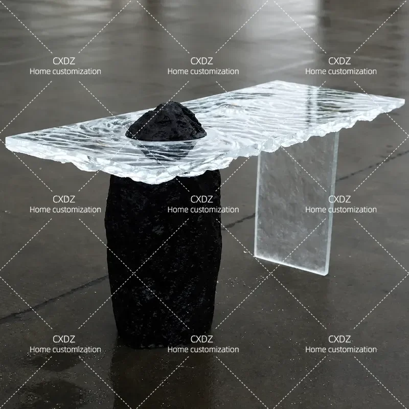 Transparent Mountain Peak Crystal Epoxy Resin Coffee Table Minimalist Creative Light Luxury Irregular Shaped Tea Table for