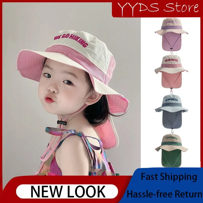 

Children's Colour Collision Light Quick-drying Fisherman's Hat Boys and Girls Candy Colour Large Brim Shawl Outdoor Camping Hat