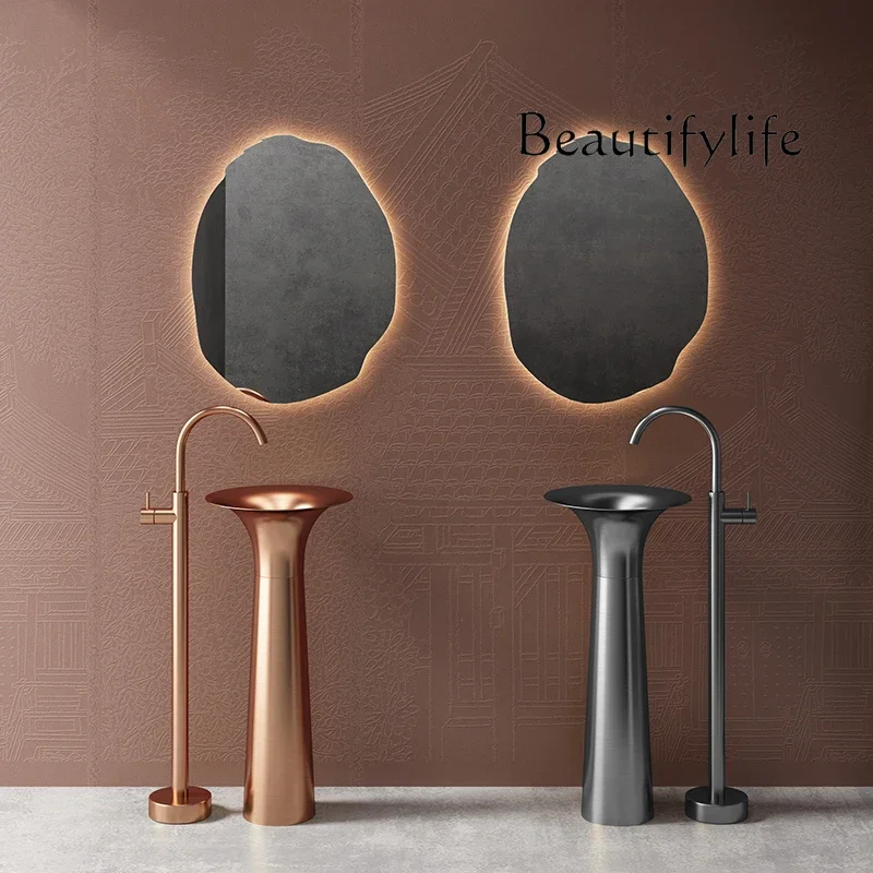 

XE Light Luxury 304 Stainless Steel Column Basin Washbasin Bar Outdoor Integrated Column Type Floor Type Washbasin