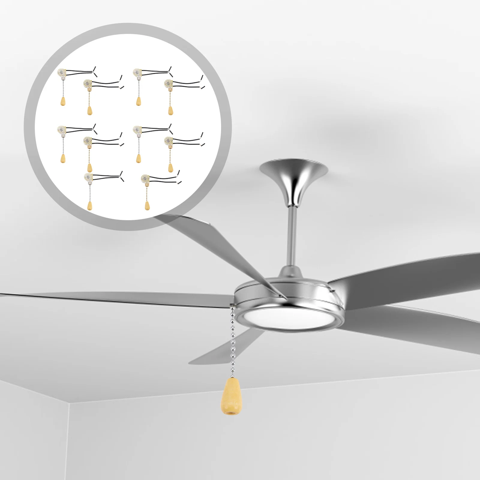 

10Pcs Scratch Resistant Ceiling Fan Pull Chain Wooden Plastic Decorative Light Pull Cord Supply Pulling Rope Plastic Lamp