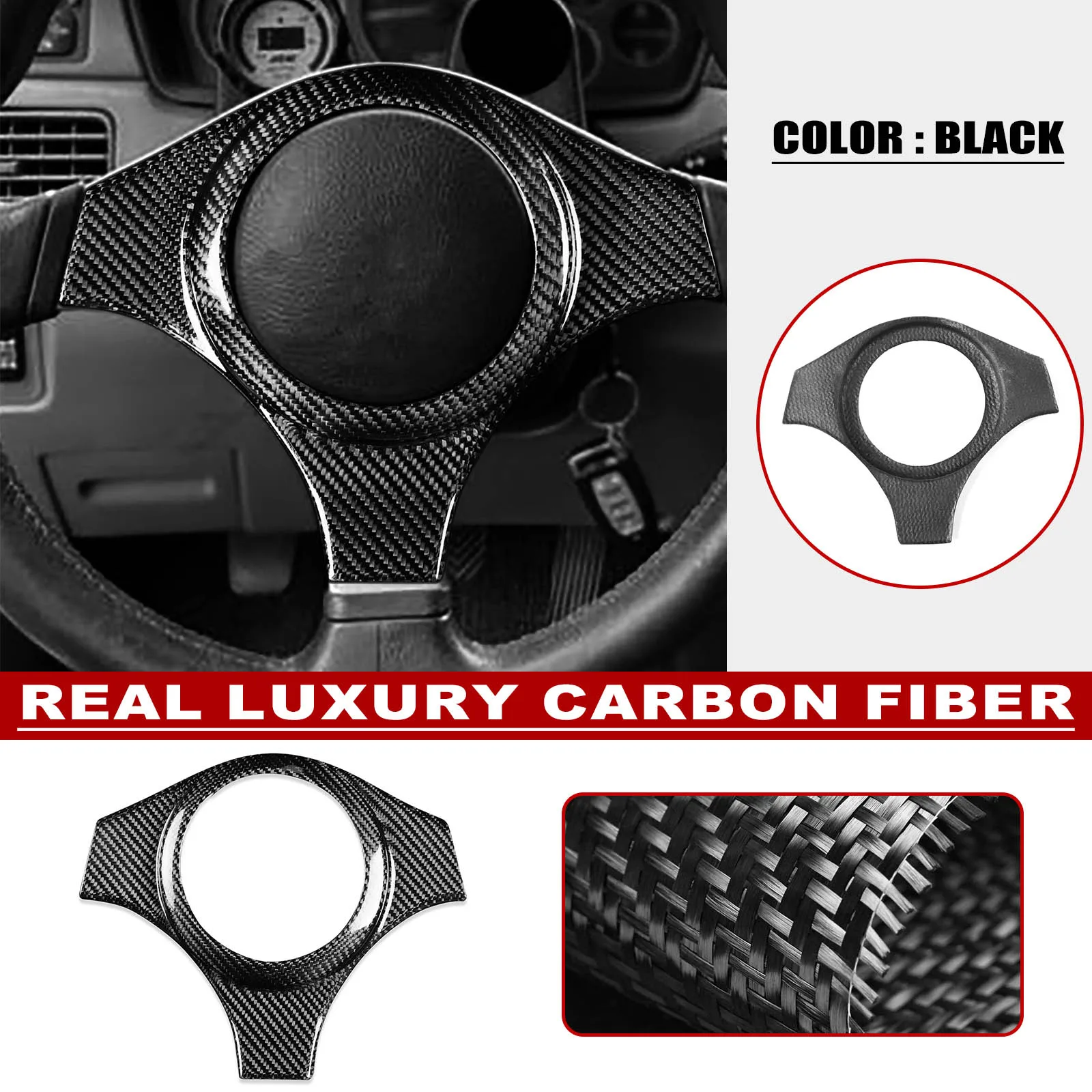 Red Dry Carbon Fiber Steering Wheel Cover For Mitsubishi Lancer EVO 7 8 9 2001-2007 - view 6